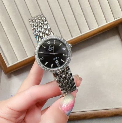 Omega De Ville Butterfly Clasp Imported Movement 27MM Lady Diamond Bezel Watch